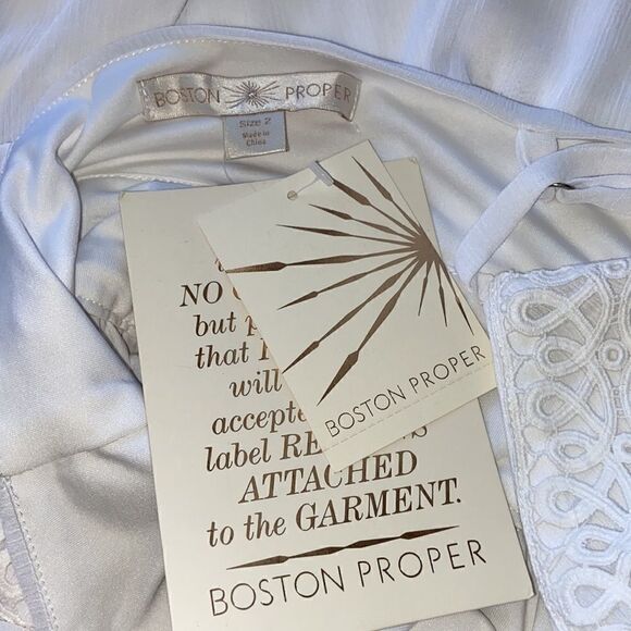 Boston Proper Dress White Crepe Baby Doll Eyelet New With Tags Sz 2 - Picture 8 of 8